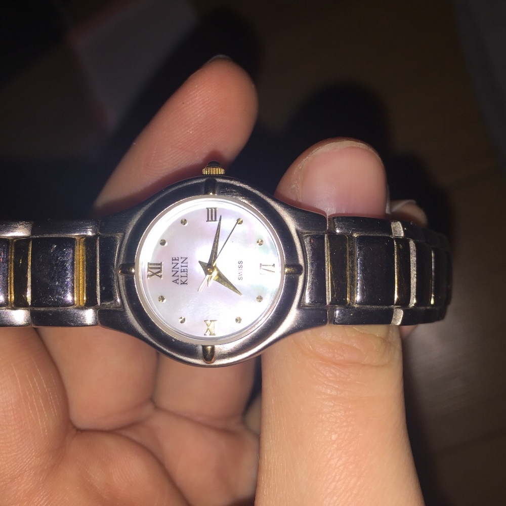 Anne Klein two-tone MOP Swiss Watch